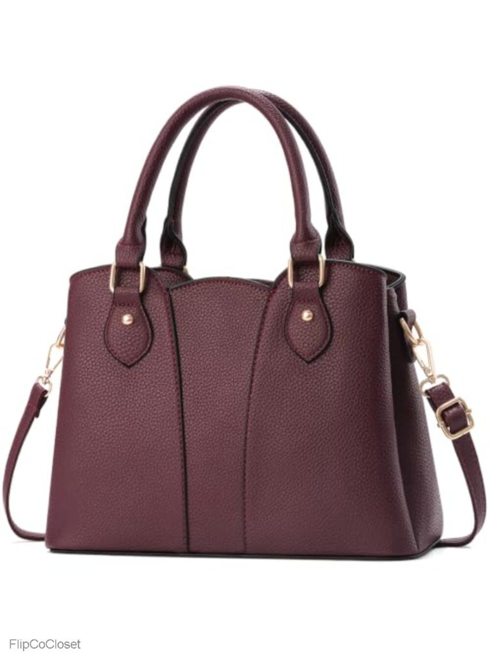 Vegan Leather Crossbody Satchel Tote with Zipper
